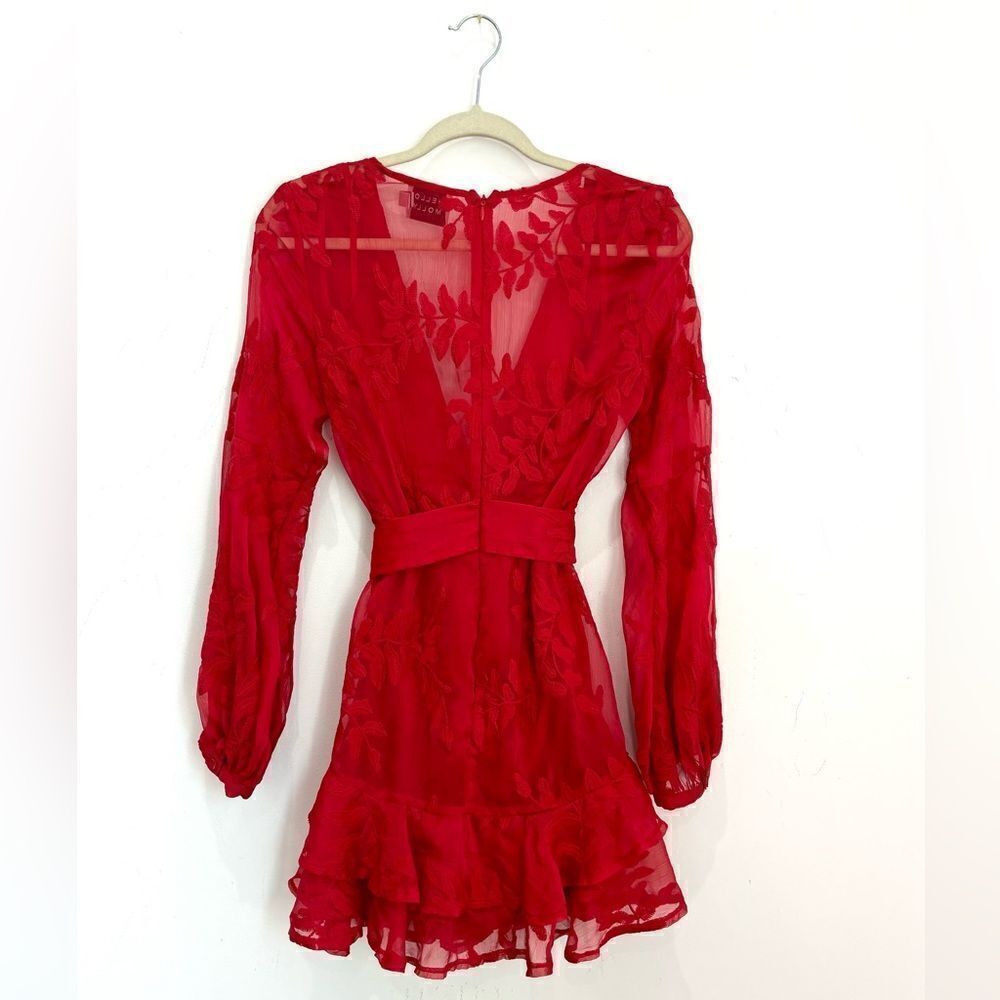 Hello Molly Red Long Sleeve Wrap Mini Dress - Picture 5 of 7